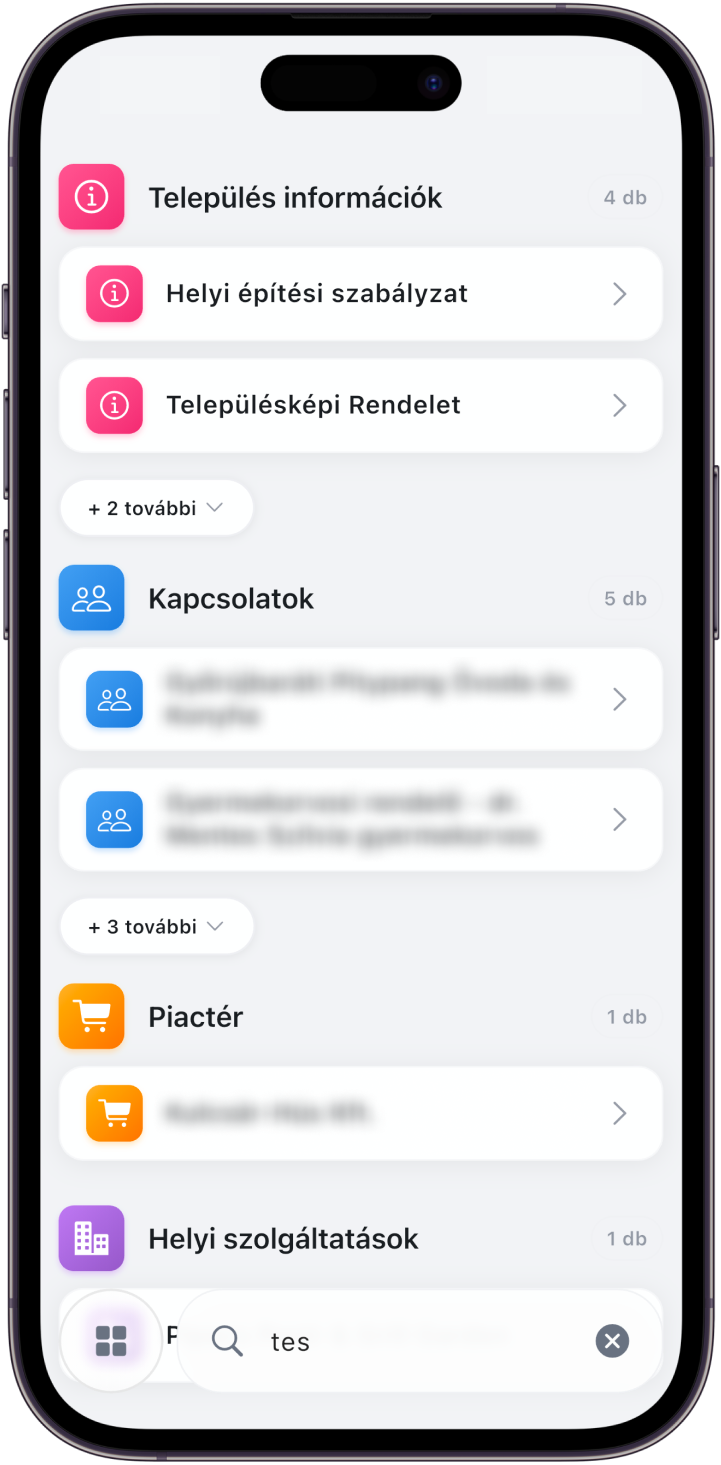 Keresés képernyőkép
